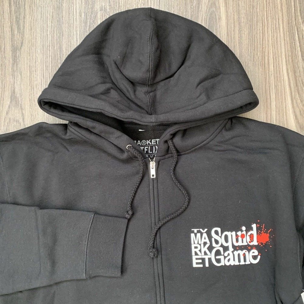 Market Netflix Pacsun Squid game‎ Black Full Zip Hoodie medium Chinatown